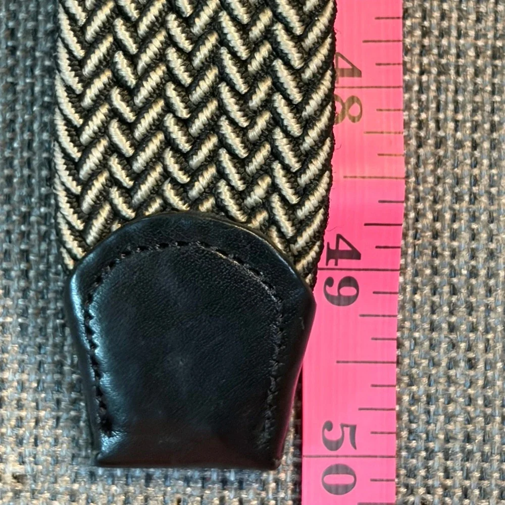 Braided Belt Leather Trim Chevron Woven Business Classic Workwear Mens L/XL